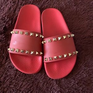 Valentino studded red slip ons